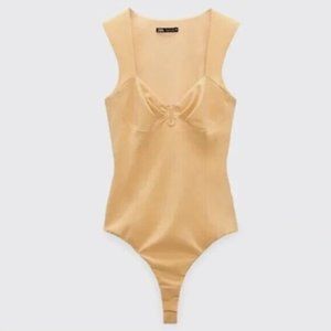3 for $20 ZARA Small Golden Bustier Top Sleeveless Bodysuit One Piece Metal